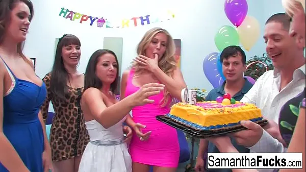 Vis Samantha celebrates her birthday with a wild crazy orgy nye klip