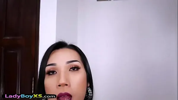 Show Asian shemale with a beautiful face gives a POV blowjob before gets fucked new Clips