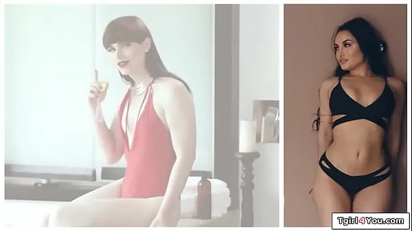 Afficher Natalie Mars, transsexuelle aux petits seins, demande à une fille de lui faire un massage. Elle est excitée et la transsexuelle brune la borde. Elle donne un bj à la tgirl et se fait baiser nouveaux extraits