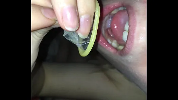 Show swallowing cum from a condom new Clips