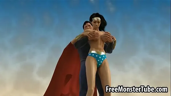Show 3D Wonder Woman sucking on Superman's hard cock new Clips